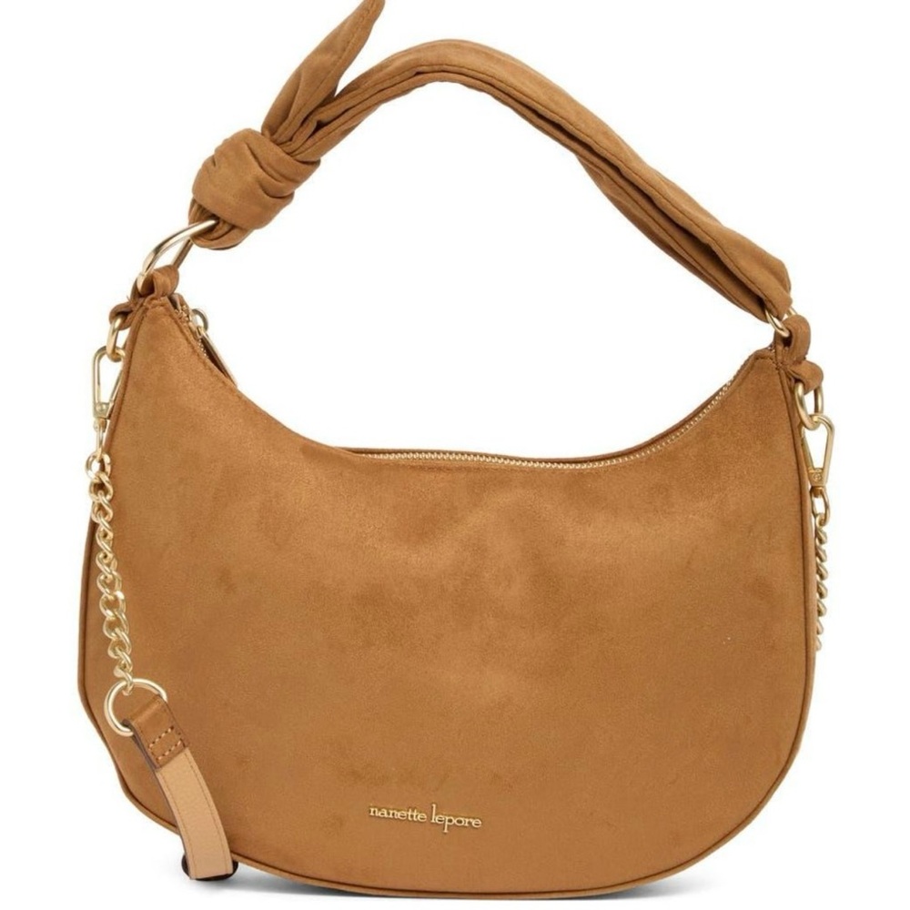 NWT Nanette Lepore Marlie Crossbody Suede Shoulder Bag | Camel Suede